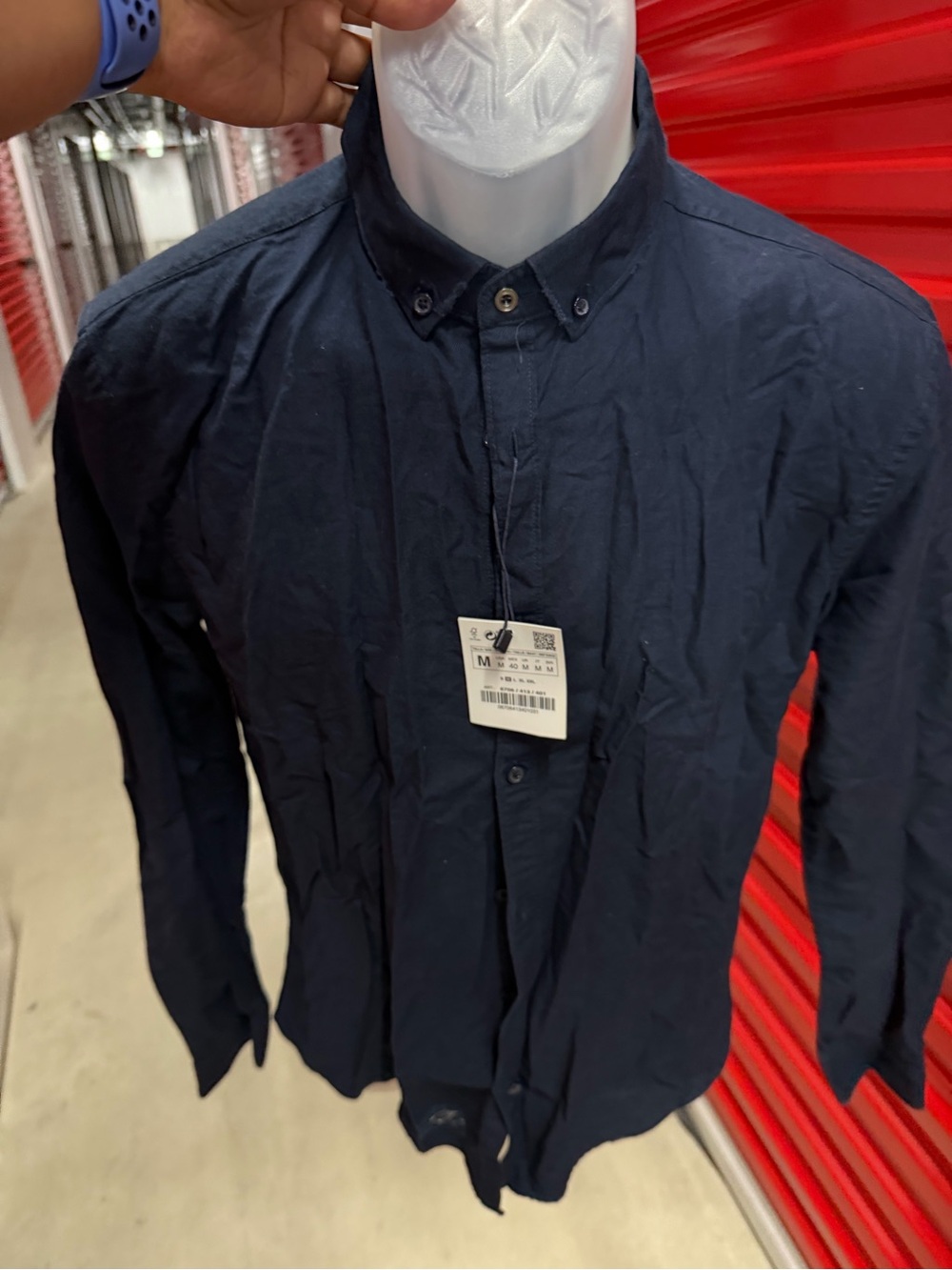 Men's Zara Button-Down Long-Sleeve Shirt Jacket - Navy